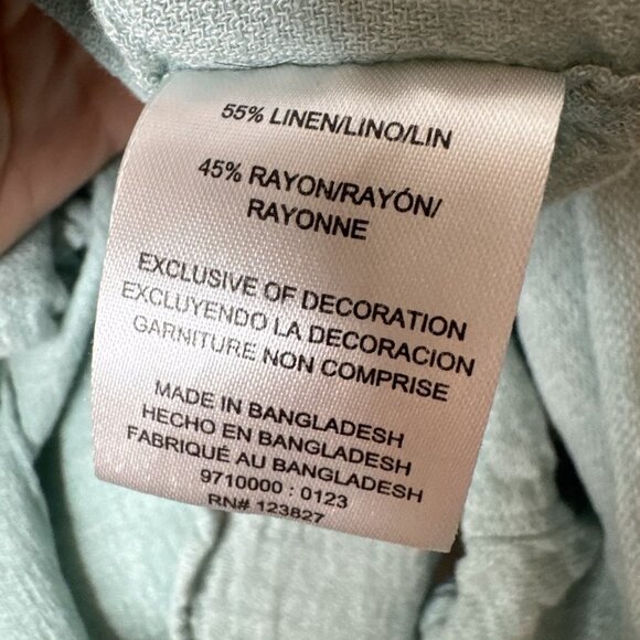 Bruno Positano Washable Linen Polo Shirt Medium Blue Short Sleeve Collared - Picture 6 of 6